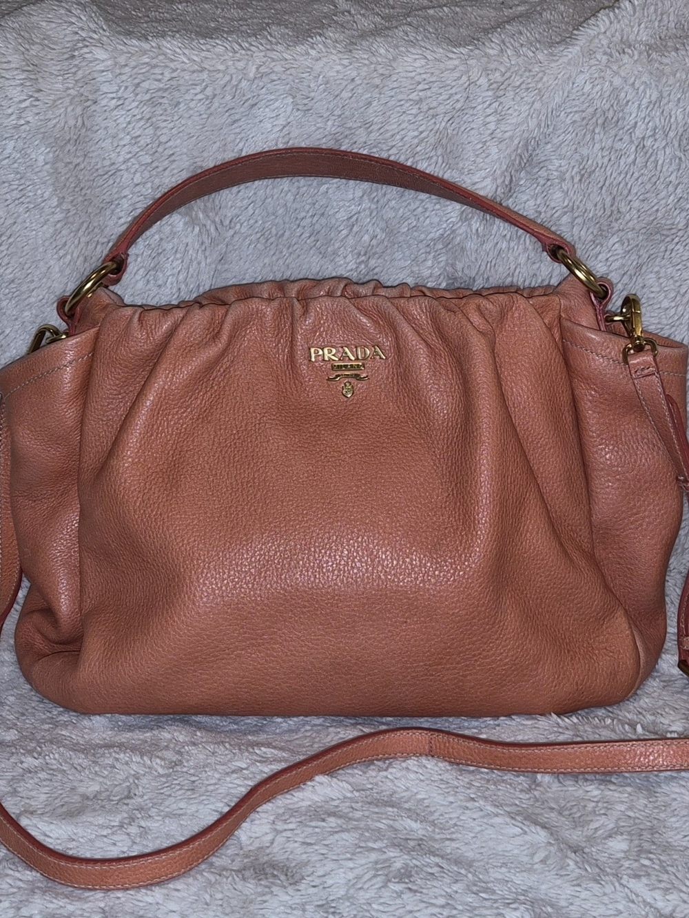 Prada Cervo Orange Leather Shoulder Bag